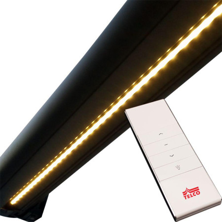 Store Banne Coffre Samoa 5 x 3,5 m Motorisé à télécommande avec manoeuvre de secours + éclairage led Store Banne Coffre Samoa 5 x 3,5 m Motorisé à télécommande avec manoeuvre de secours + éclairage led