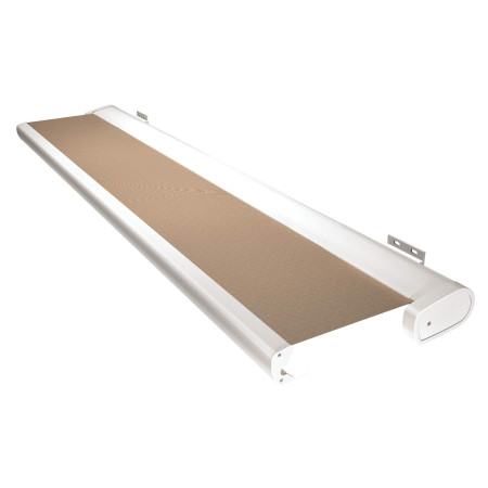 Store Banne Coffre Barbade 6 x 3,5 m Motorisé à télécommande avec manoeuvre de secours + éclairage led - Taupe