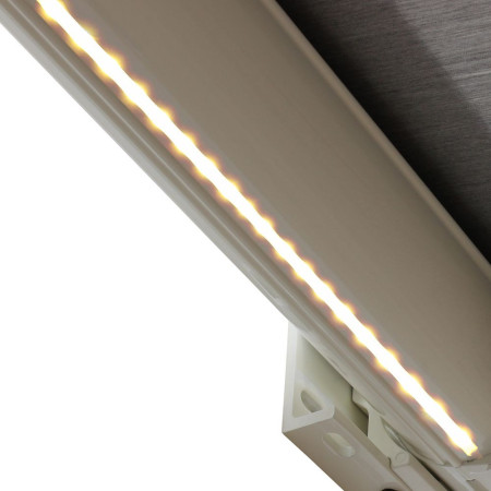 Store Banne Coffre Barbade 6 x 3,5 m Motorisé à télécommande avec manoeuvre de secours + éclairage led