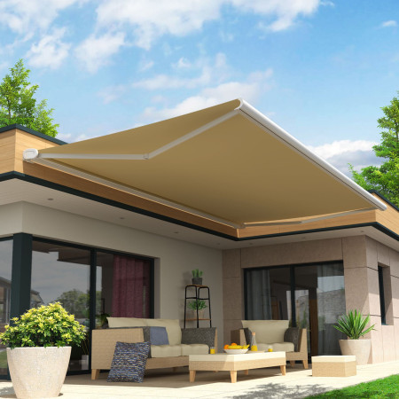 Store Banne Coffre Arizona 4 x 3,5 m Motorisé à télécommande avec manœuvre de secours + éclairage LED