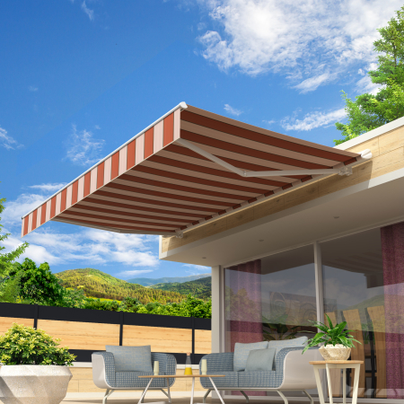 Store Banne Semi Coffre Duncan 4.8 x 3 m Motorisé télécommande avec manoeuvre de secours