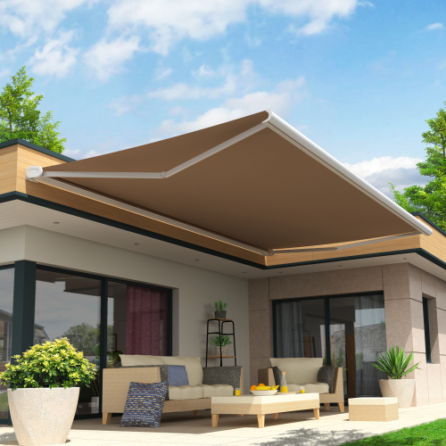 Store Banne Coffre Arizona 6 x 3,5 m Motorisé à télécommande avec manœuvre de secours - Ecru 2