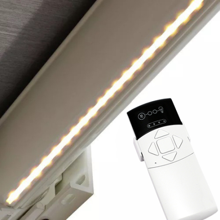 Store Banne Coffre Arizona 5 x 3,5 m Motorisé à télécommande avec manœuvre de secours + éclairage LED