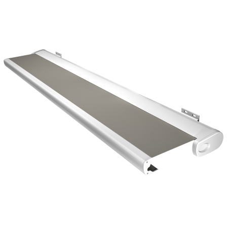 Store Banne Coffre Barbade 5 x 3,5 m Motorisé à télécommande avec manoeuvre de secours + éclairage led - Gris clair