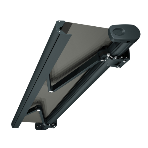 Store Banne Coffre Barbade 5 x 3,5 m Motorisé à télécommande avec manoeuvre de secours - Gris anthracite 2