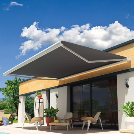 Store Banne Coffre Arizona 6 x 3,5 m Motorisé à télécommande avec manœuvre de secours éclairage LED