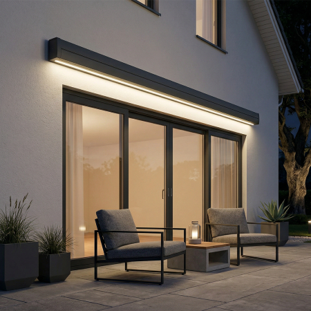 Store Banne Coffre Nevada 5 x 4 m Motorisé à télécommande avec manœuvre de secours + éclairage LED Img 02