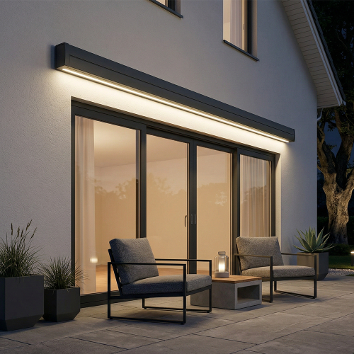 Store Banne Coffre Nevada 5 x 4 m Motorisé à télécommande avec manœuvre de secours + éclairage LED Img 01 2