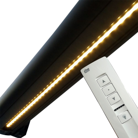 Store Banne Coffre Arizona 4 x 3,5 m Motorisé à télécommande avec manœuvre de secours + éclairage LED