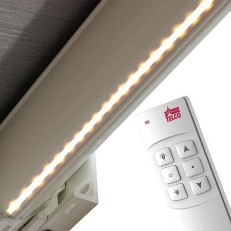 Store Banne Coffre Arizona 6 x 3,5 m Motorisé à télécommande avec manœuvre de secours éclairage LED